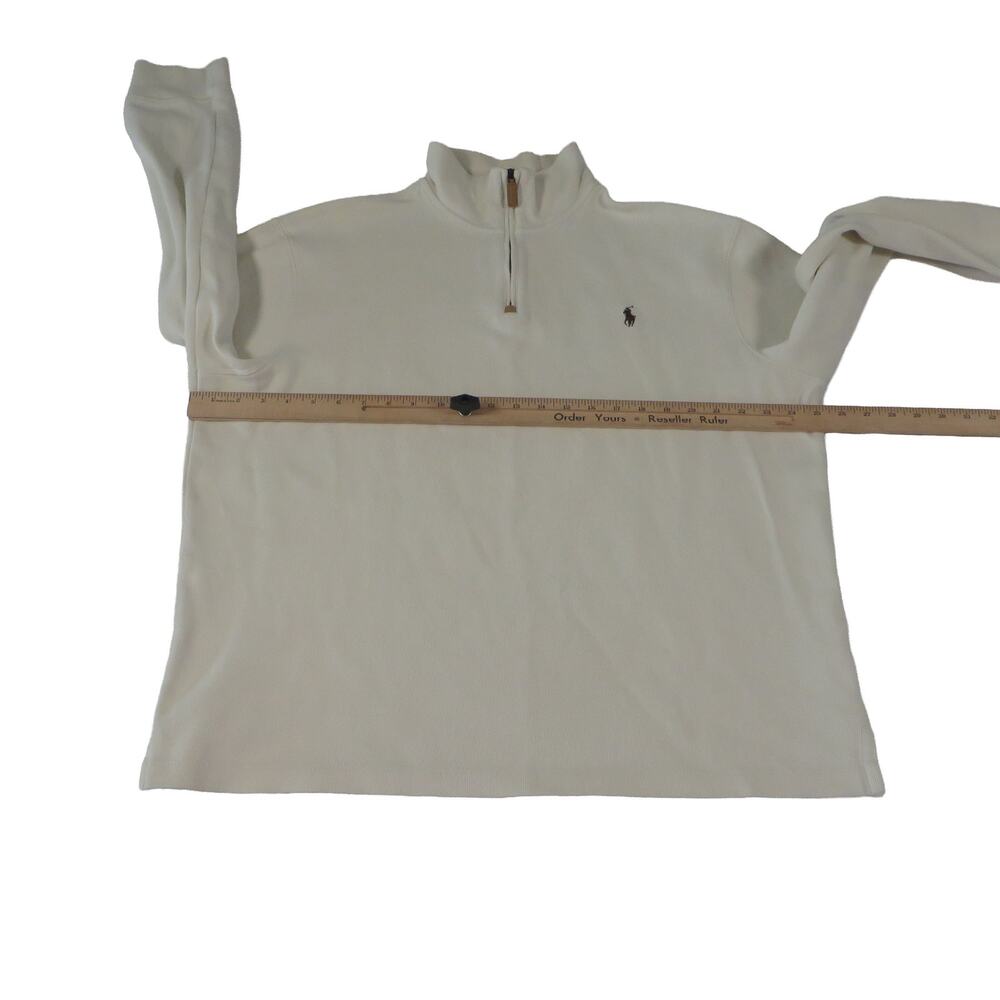 Ralph Lauren Polo Pony 1/4 Zip Cream Cotton Pullover Sweater Mock Neck Men's XL - Picture 6 of 7